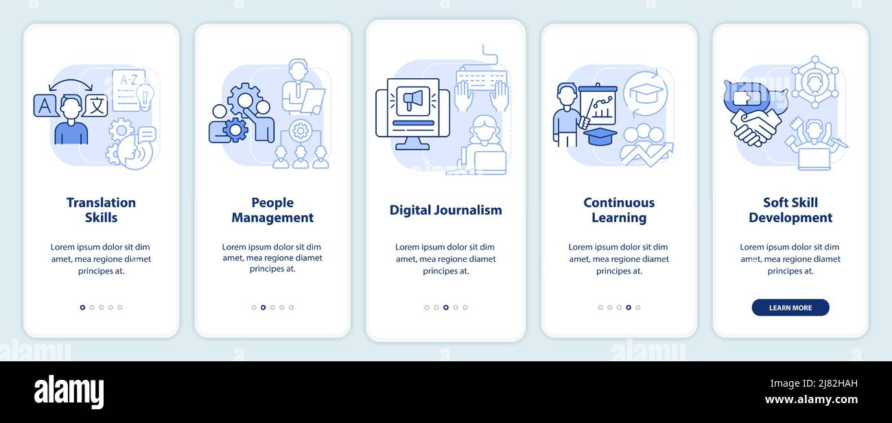Must-have skills to put in CV light blue onboarding mobile app screen ...