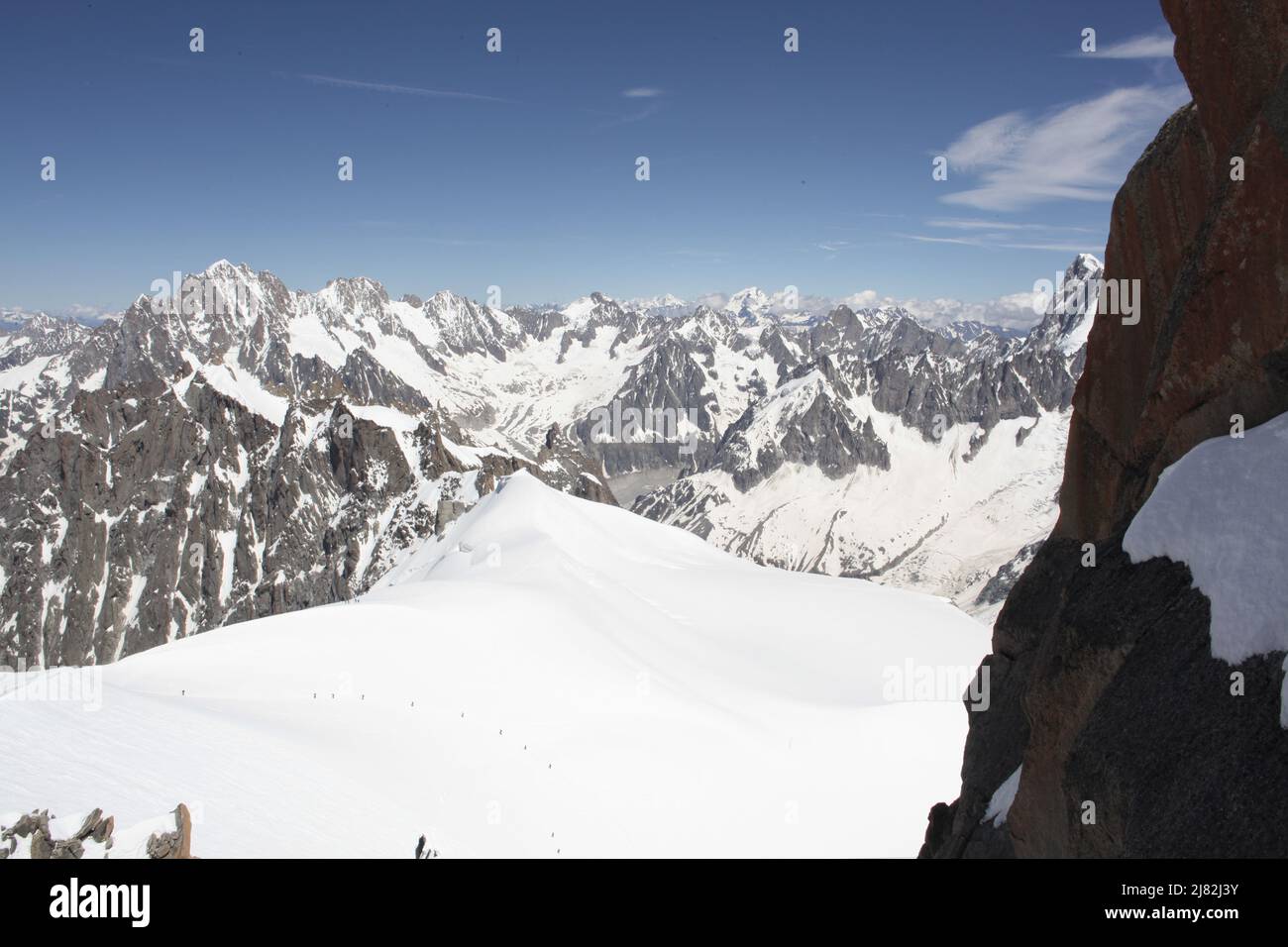 Point de vue depuis l'Aiguille du Midi, Savoie Mont-Blanc Stock Photo