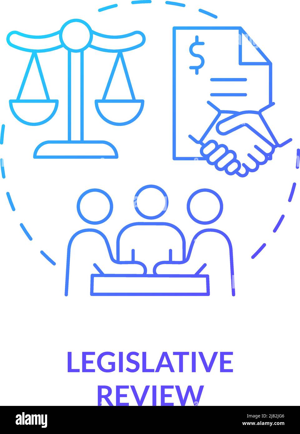 Legislative review blue gradient concept icon Stock Vector