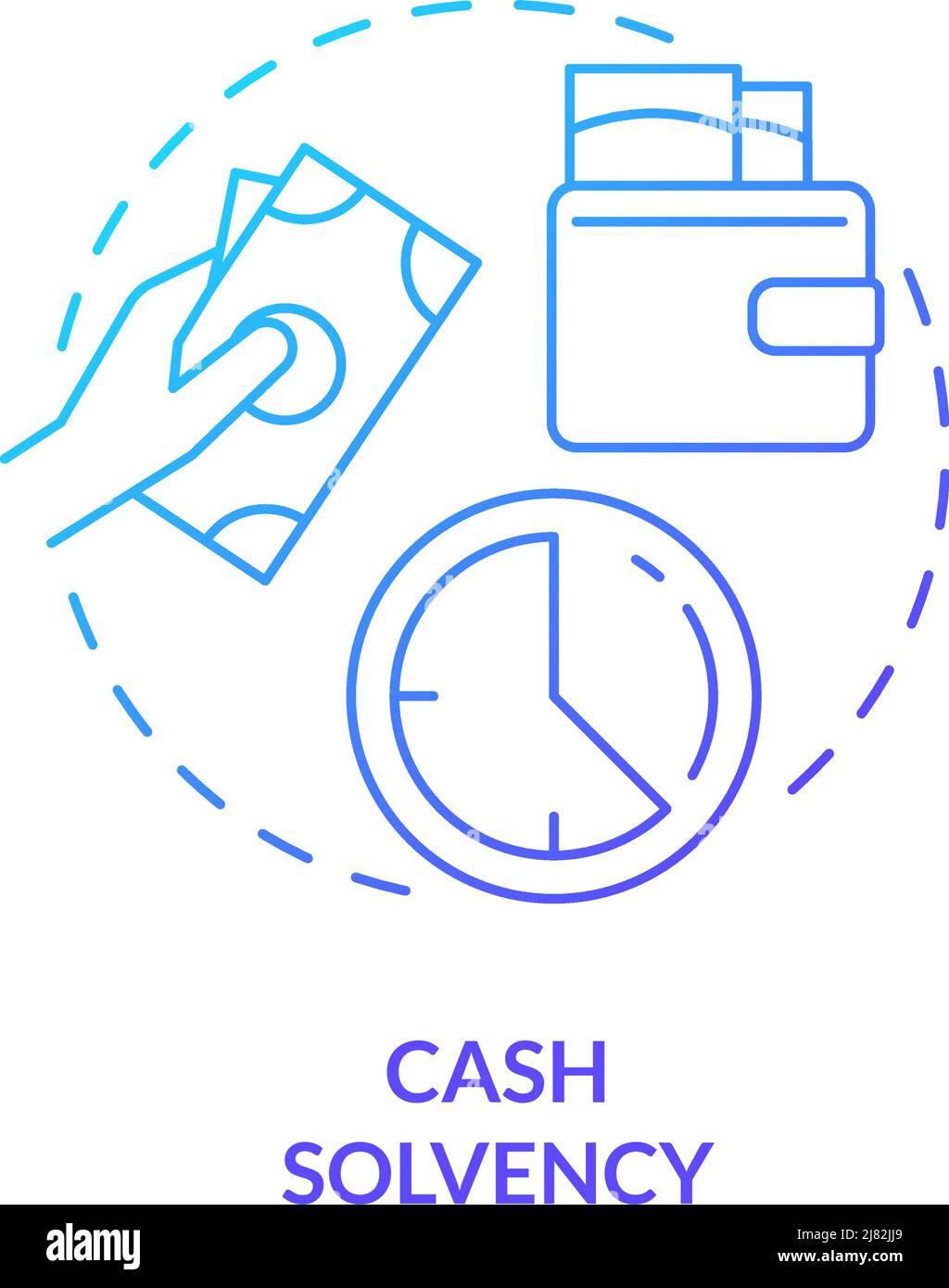 Cash solvency blue gradient concept icon Stock Vector