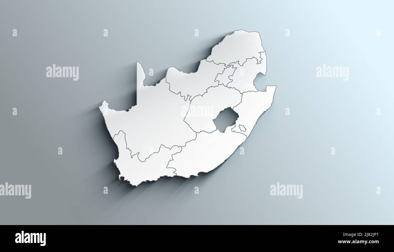 Country Political Geographical Map Of South Africa With Provinces With Country Political Geographical Map Of South Africa With Provinces With Shadows 2J82JP1 