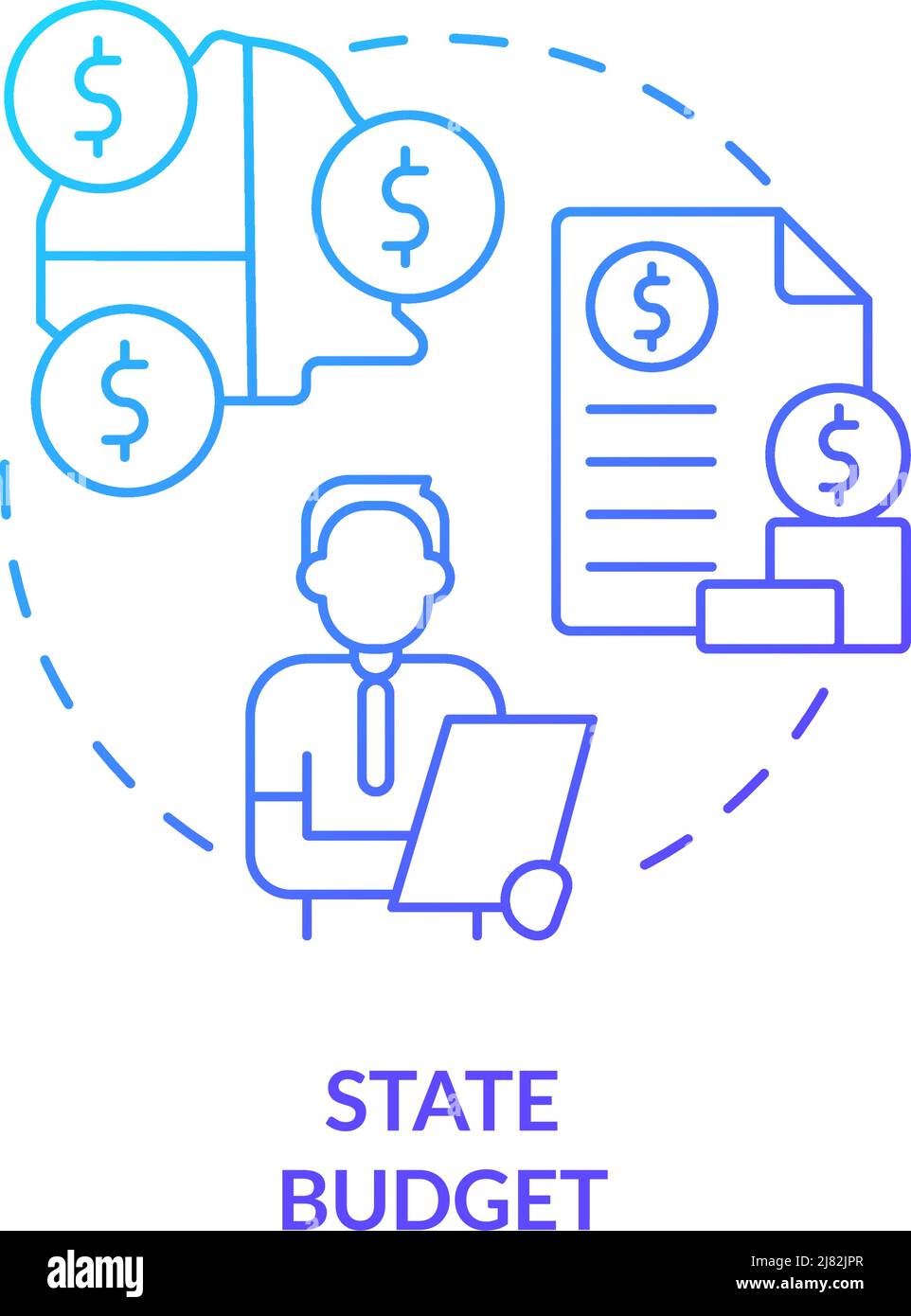 State budget blue gradient concept icon Stock Vector