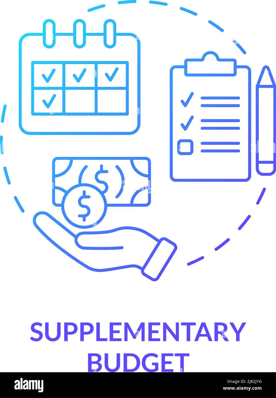 Supplementary budget blue gradient concept icon Stock Vector