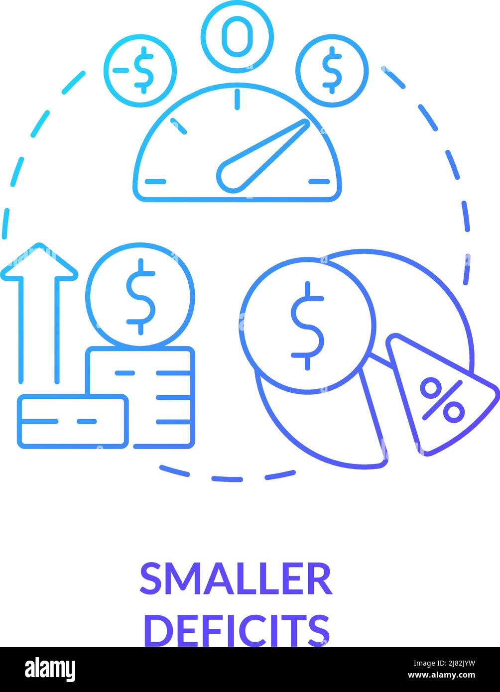 Smaller deficits blue gradient concept icon Stock Vector
