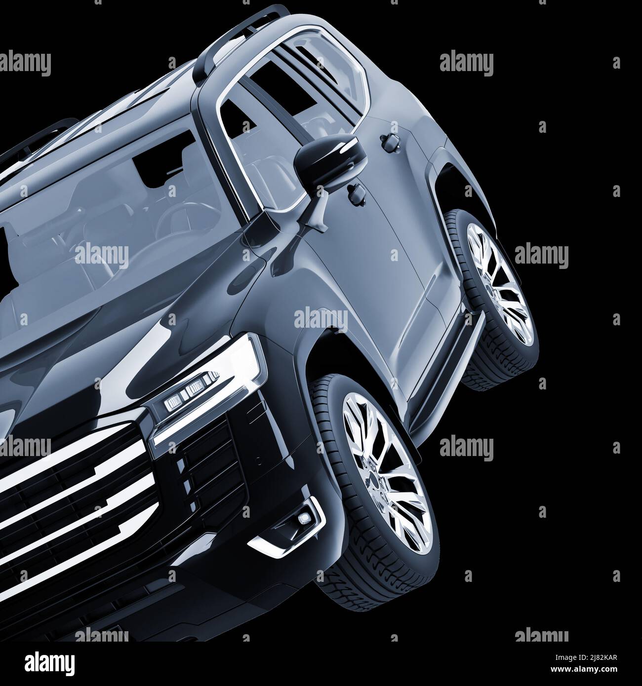black SUV isolated on white background 3d model Stock Photo - Alamy