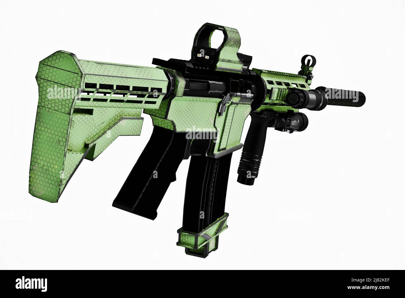 3d model of weapon with telescopic sight isolated on white Stock Photo