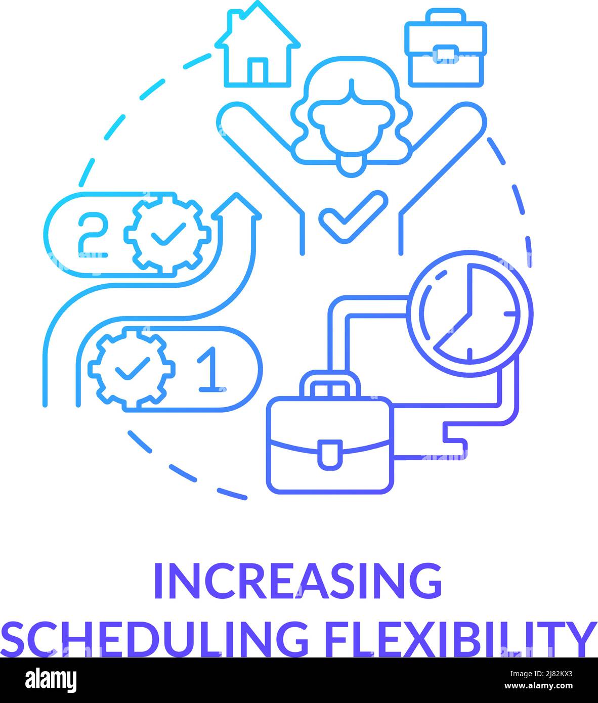 Increasing scheduling flexibility for employees blue gradient concept icon Stock Vector