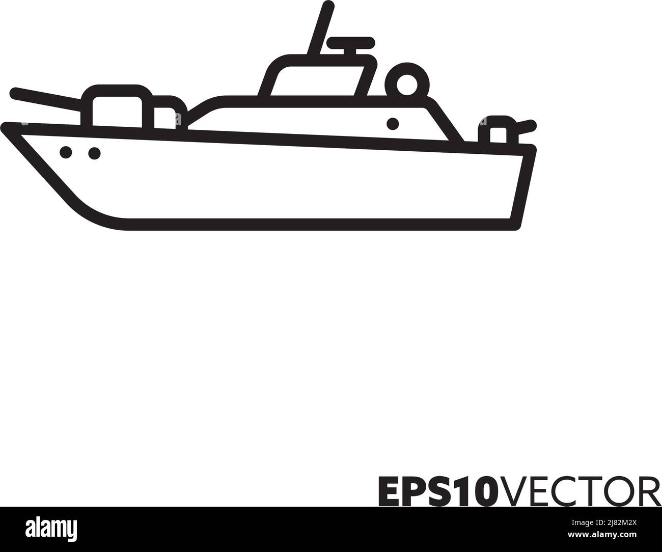 Fast attack craft vector line icon. Military vessel outline symbol. Stock Vector