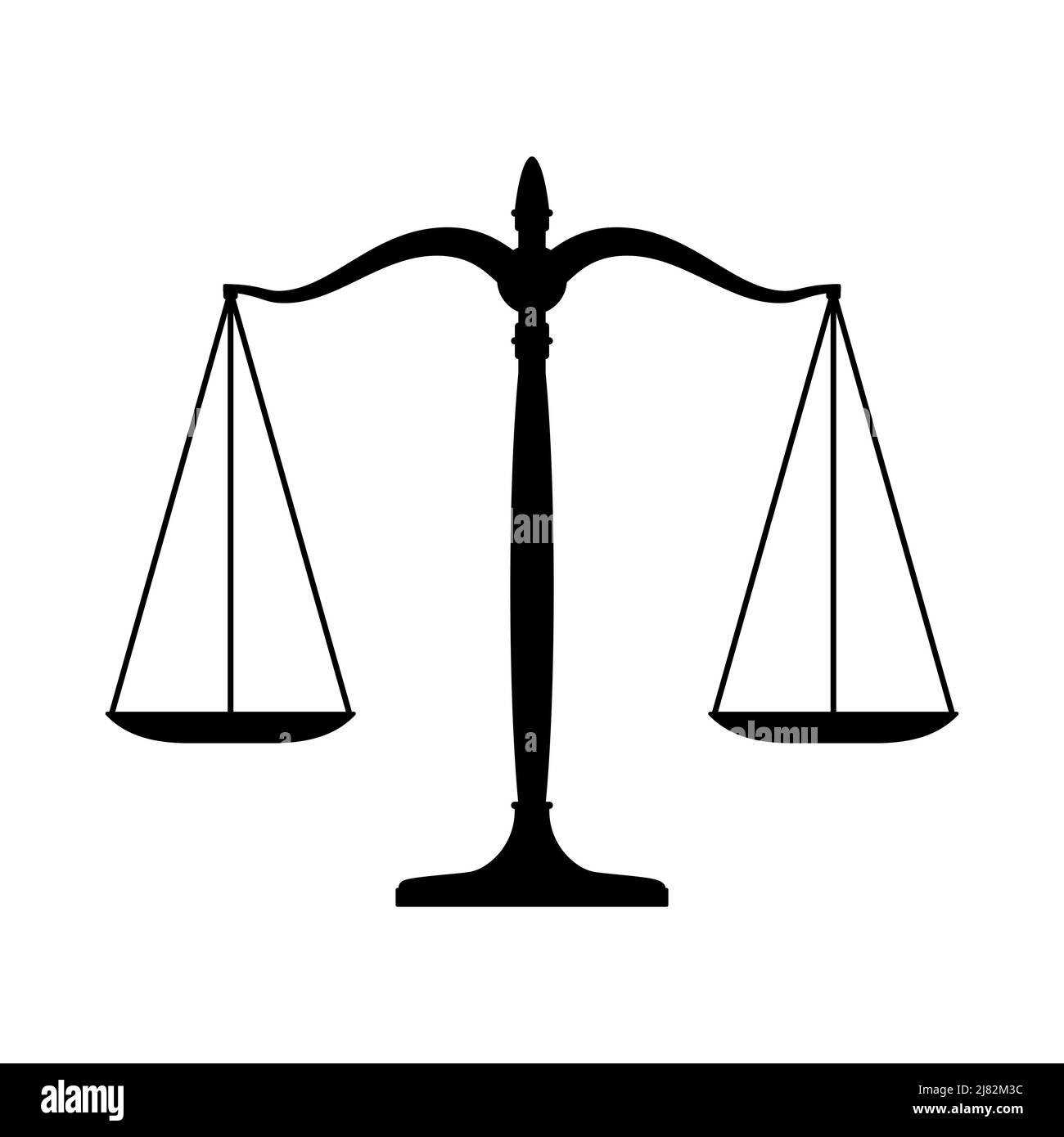 Scales justice icon. Silhouette of court scales. Black sign of scales ...