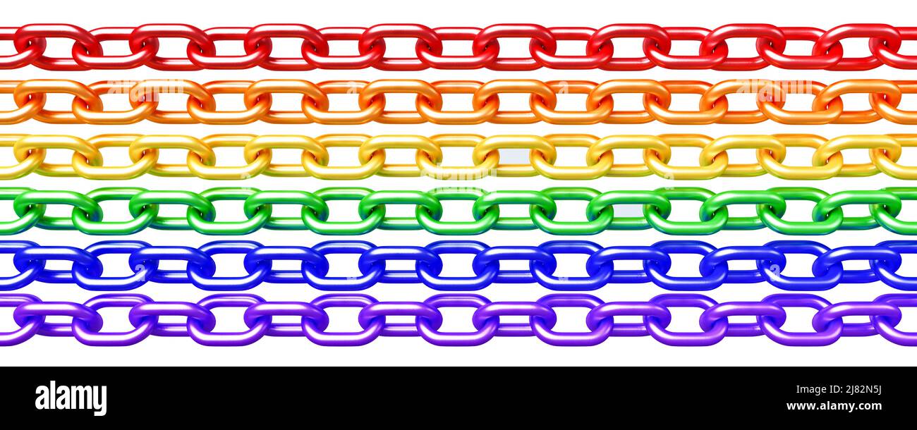 Rainbow chain 3d model isolated on white background Stock Photo - Alamy