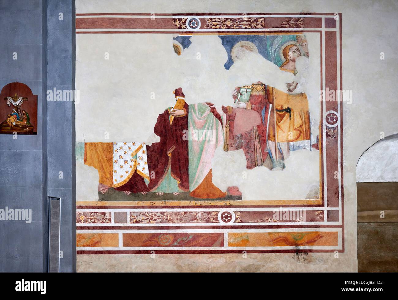 santi affresco pittore senese del XIV secolo Asciano (Si),Italia