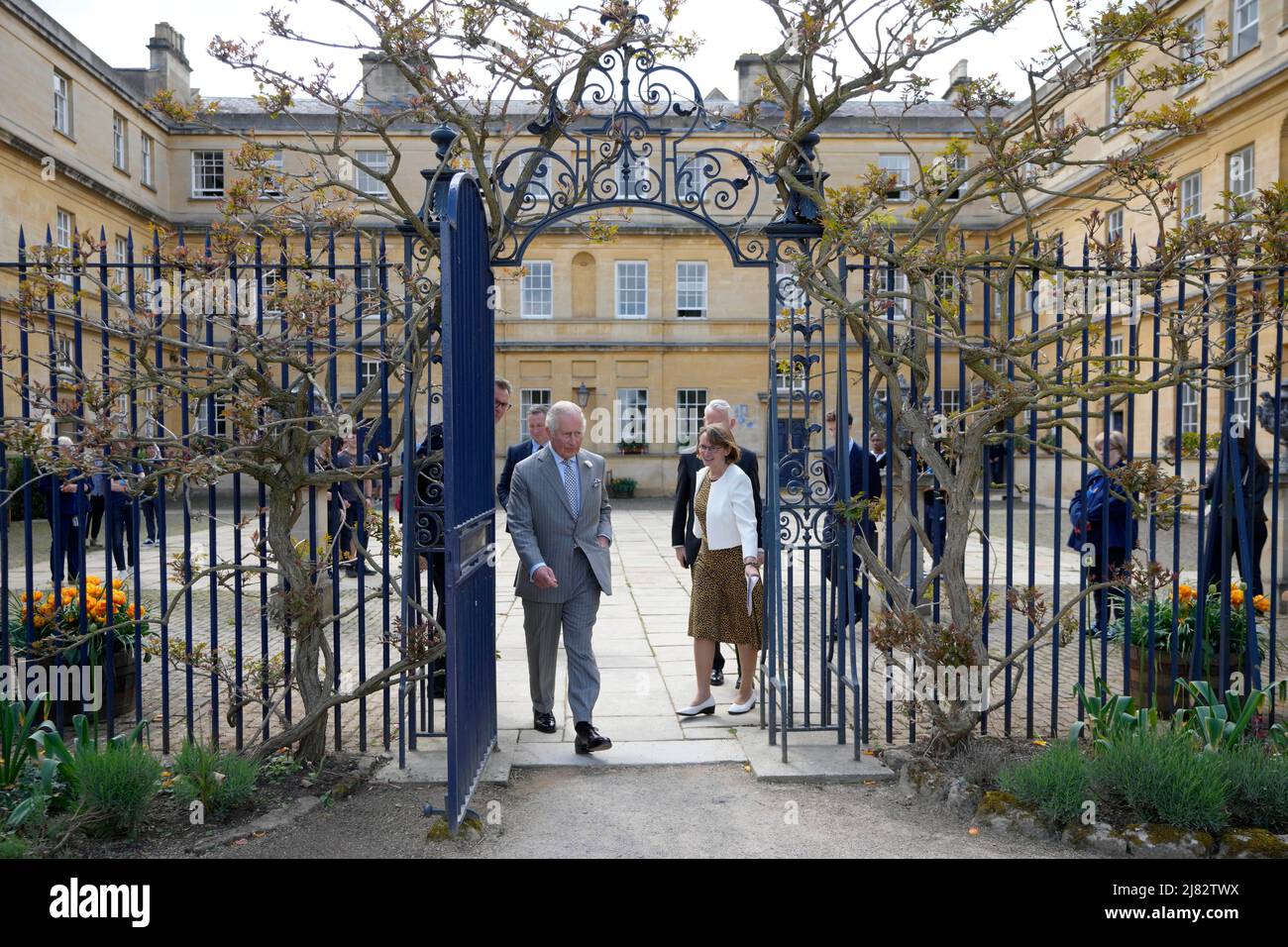 The Prince of Wales (left) during a tour of Trinity College at Oxford University, where he opened the new Levine Building. Picture date: Thursday May 12, 2022. Stock Photo