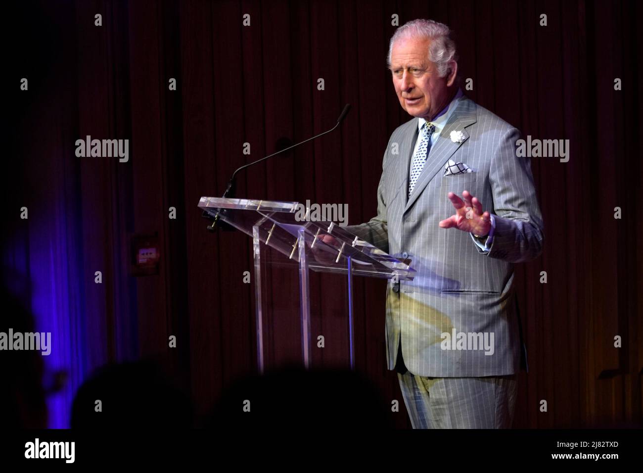 The Prince of Wales delivers a speech at Trinity College at Oxford University. Picture date: Thursday May 12, 2022. Stock Photo