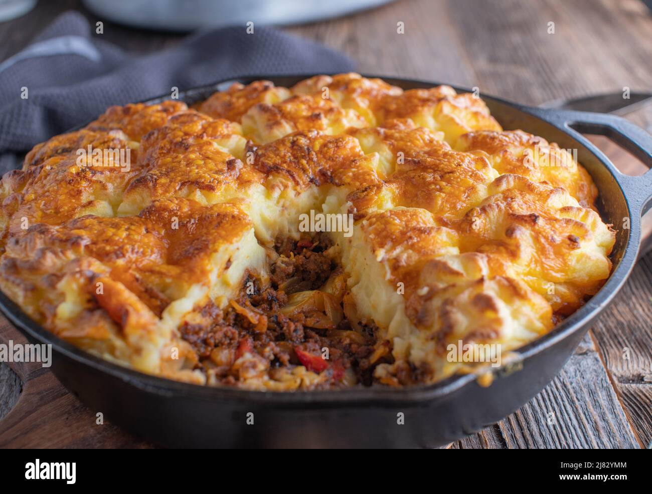 Savory pie with ground beef, cabbage, vegetable and a delicious potato