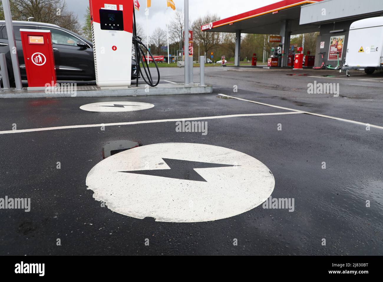 A charging station at Circle K gas station, Linköping, Sweden Stock