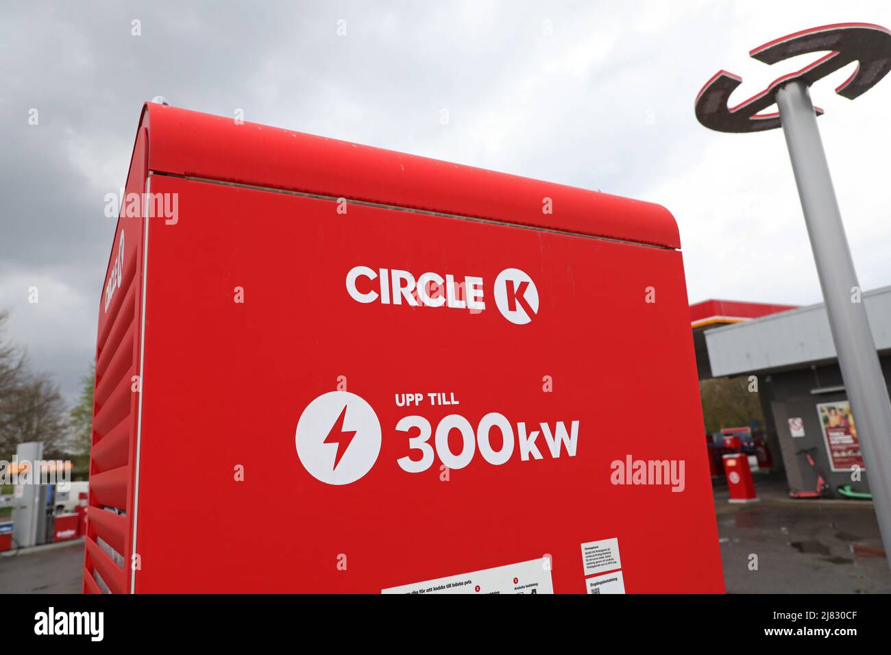 A charging station at Circle K gas station, Linköping, Sweden Stock
