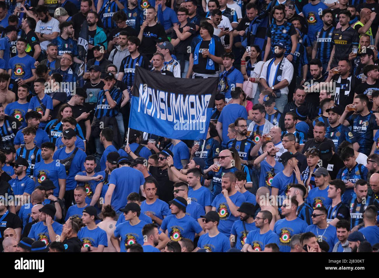 Supporters Inter during the Coppa Italia final between Juventus Vs Inter at the Olimpico Stadium Rome, centre Italy, on May 11, 2022. Stock Photo