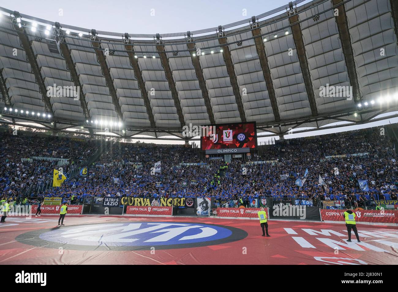General view of Curva nord Olimpico Stadium supporters inter during the Coppa  Italia final between Juventus Vs Inter at the Olimpico Stadium Rome, centre  Italy, on May 11, 2022 Stock Photo - Alamy