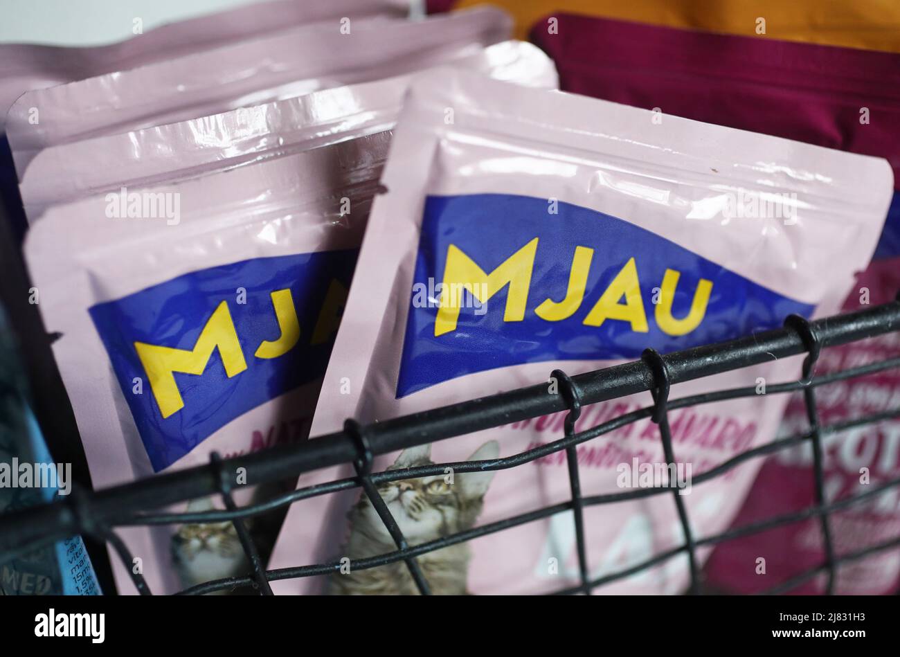 Mjau, cat food. Stock Photo