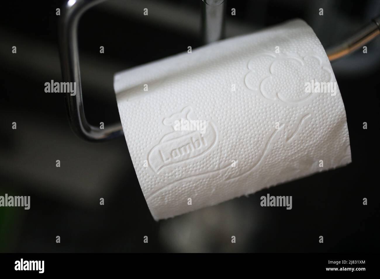 Lambi toilet paper in a bathroom. Stock Photo