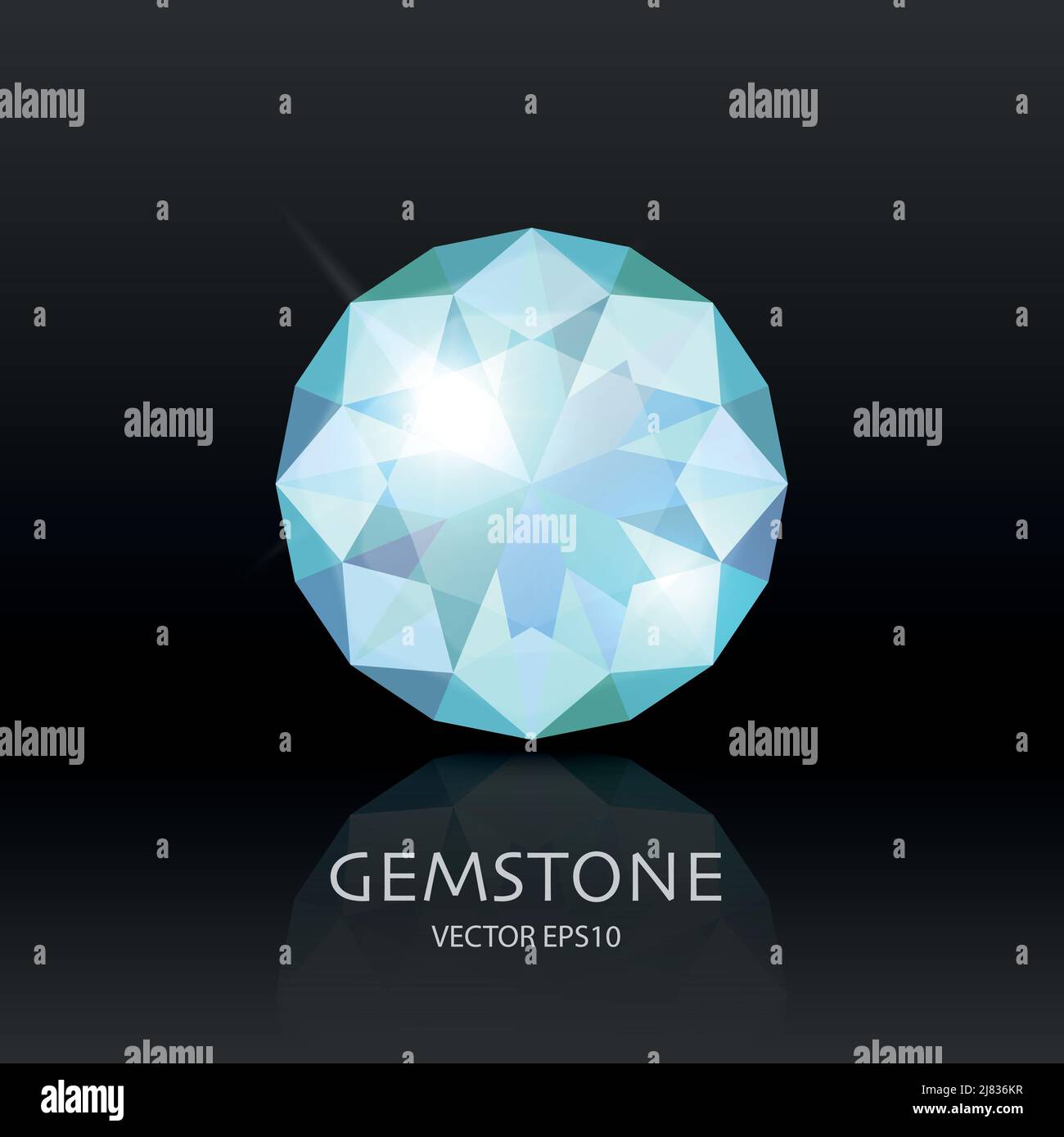 Vector Banner with 3d Realistic Blue Transparent Gemstone, Diamond ...