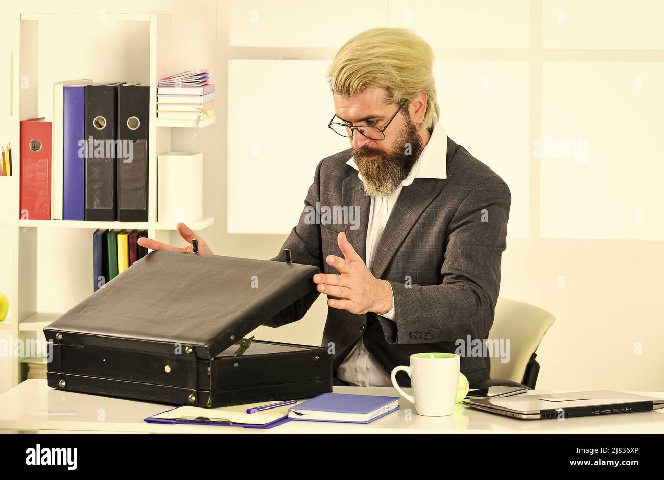 Expected commercial benefit. Man and briefcase. Business profit