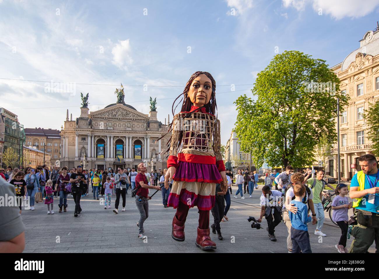 Lviv, Ukraine May 11, 2022 Little Amal, a giant puppet representing