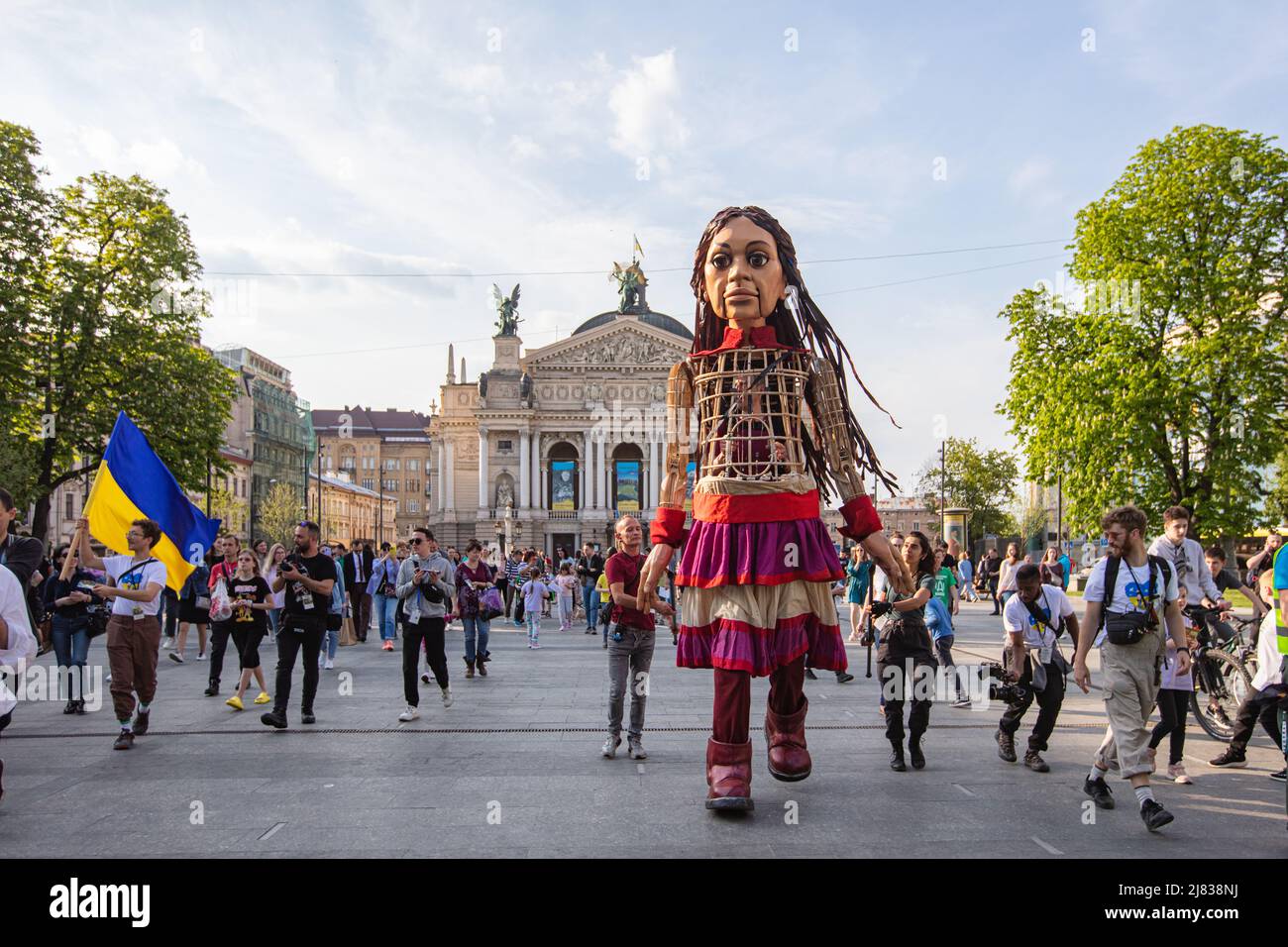 Lviv, Ukraine May 11, 2022 Little Amal, a giant puppet representing