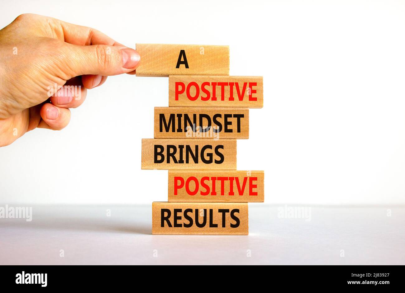 Positive mindset symbol. Wood blocks with words A positive mindset ...