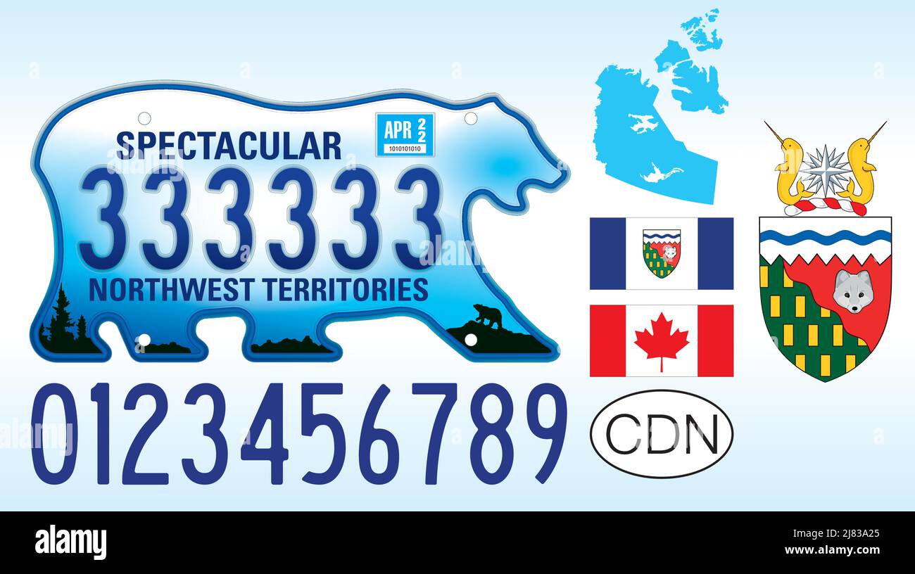 Northwest territories car license plate, Canada, letters, numbers and