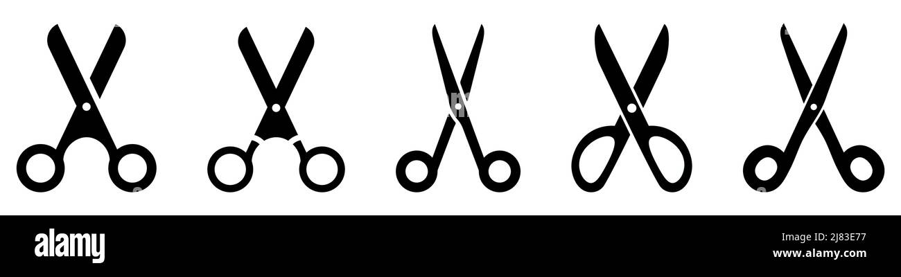 Scissors icon set. Flat style. Vector illustration isolated on white ...