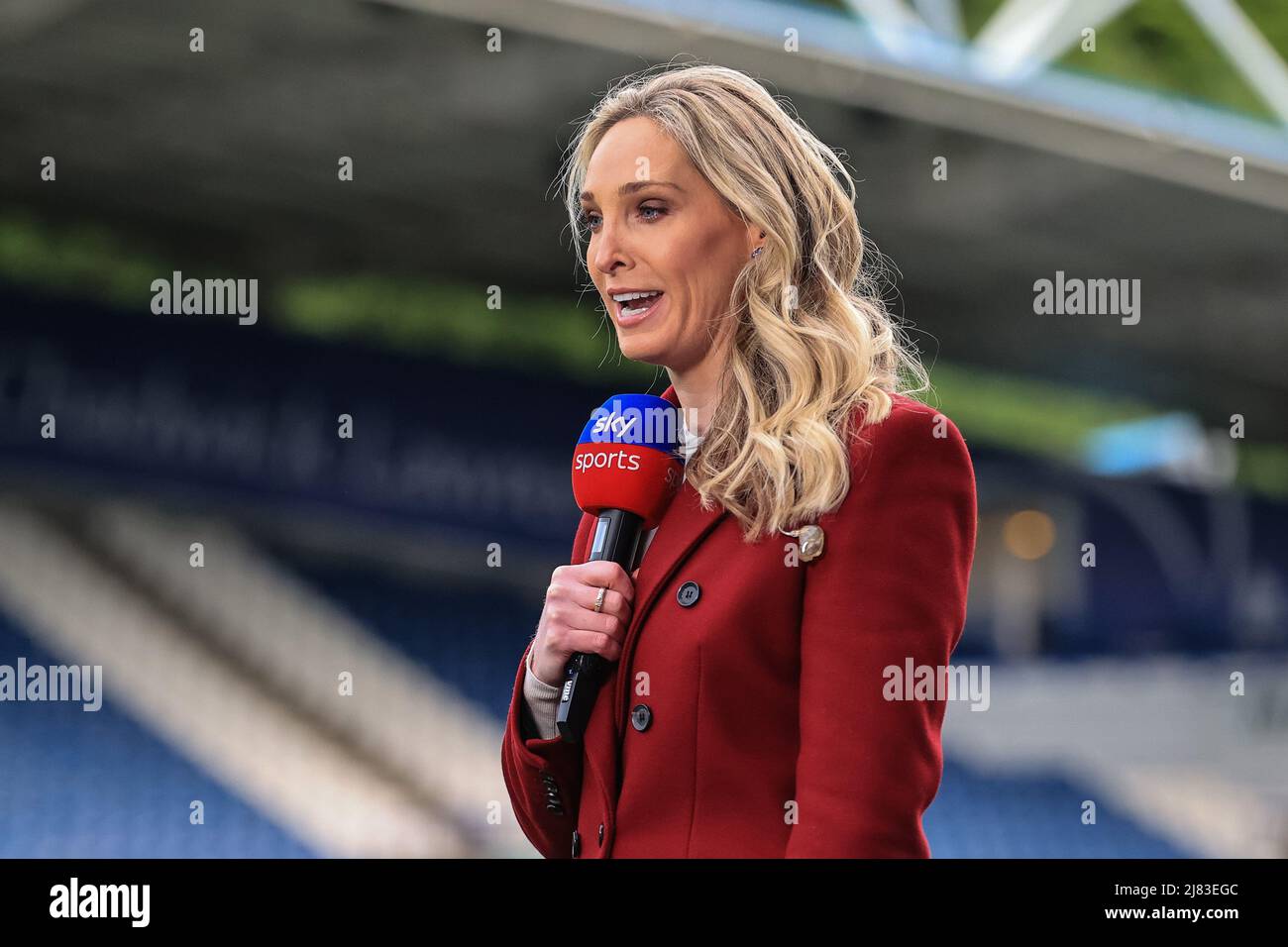 Jenna Brooks Sky Sports rugby league reporter during filming at The John  Smiths Stadium Stock Photo - Alamy