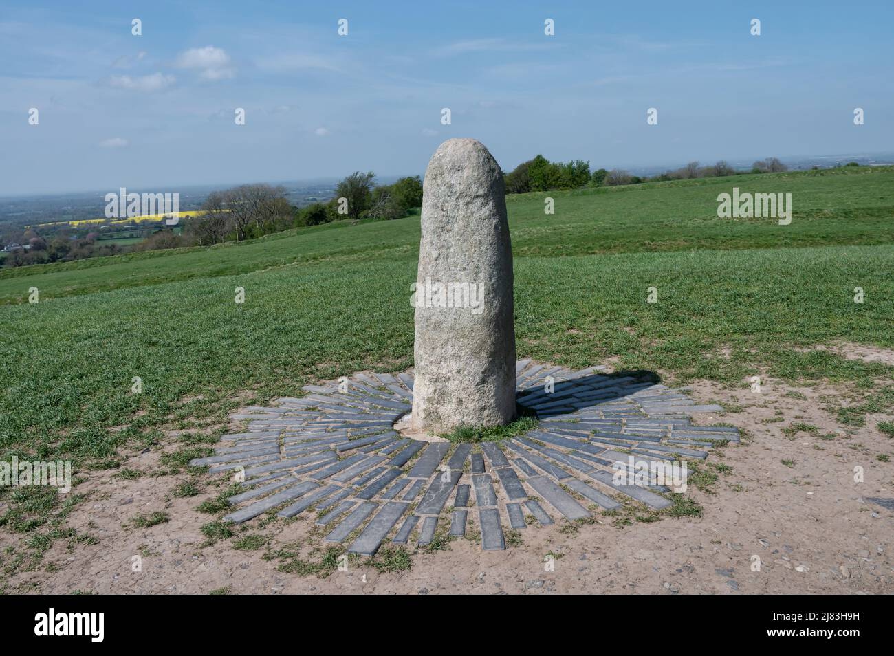 Hill of Tara, Ireland- April 21, 2022: The stone of Destiny atHill of Tara in Ireland Stock Photo