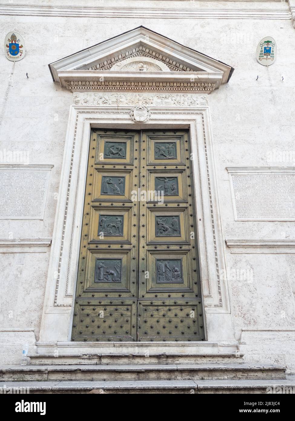 Religious Gate Rome Entrance gate, Church of Santa Maria del Popolo, Rome, Lazio, Italy ...