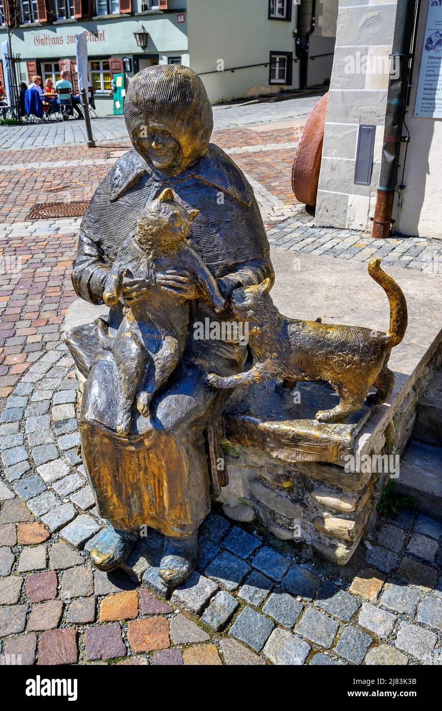 Monument to Maria Neff by the Eggenfelden artist Joseph Michael Neustifter, in front of the entrance to the Eselmuehle, Wangen im Allgaeu Stock Photo