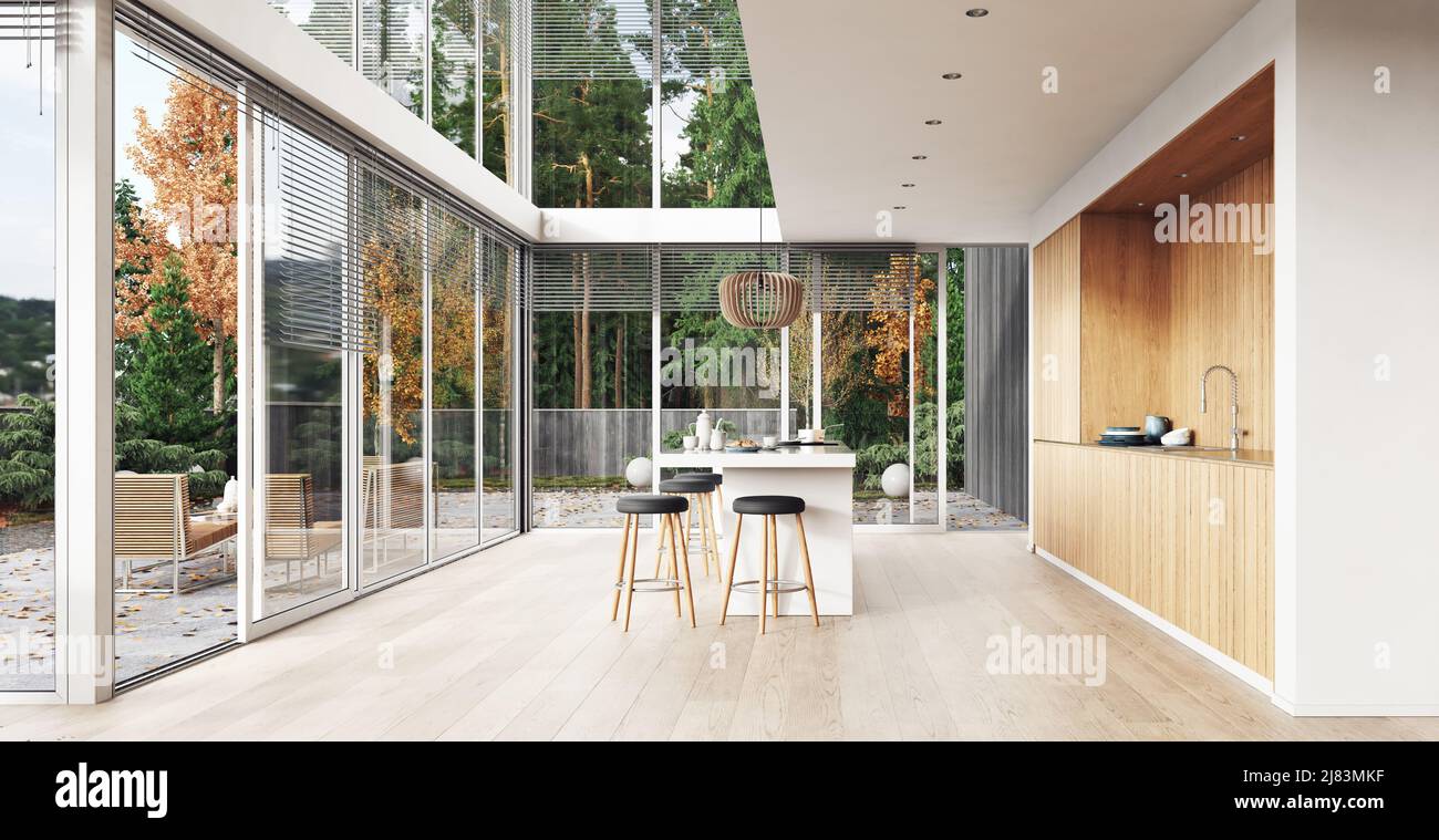 modern kitchen interior. 3d rendering design Stock Photo Alamy