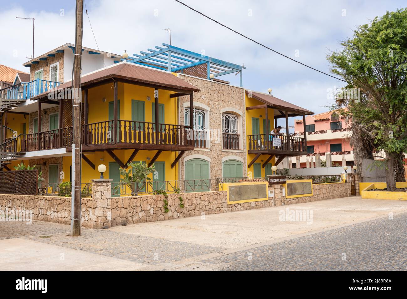 Pretty colourful houses / villas in Santa Maria, Sal, Cape Verde Island