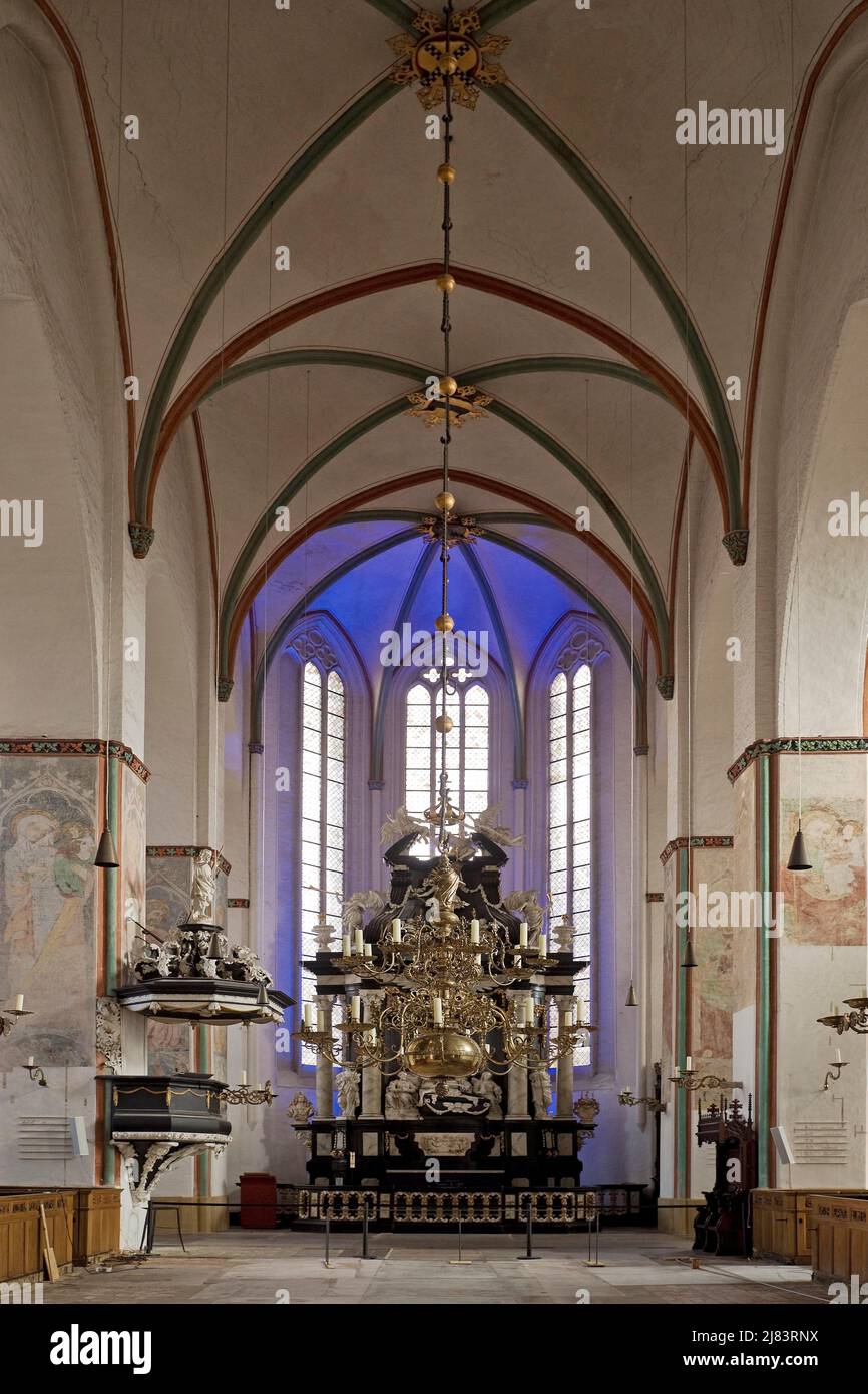 Nave of St. Jacob's Church towards the altar, Evangelical Lutheran main parish church, Old Town