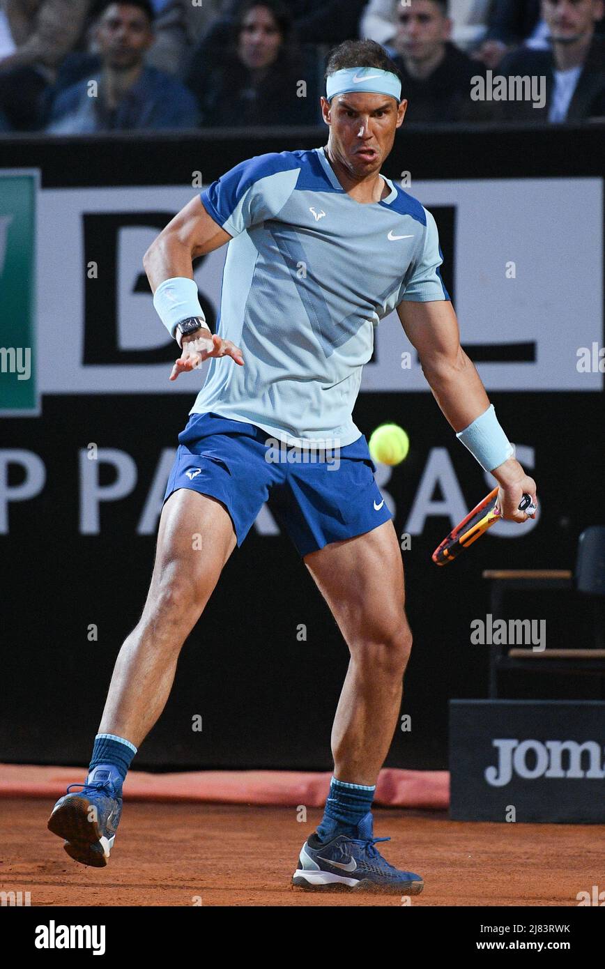 Rafael Nadal in action during the Internazionali BNL DItalia match between Rafael Nadal and Denis Shapovalov on 12 May 2022 at Foro Italico, Rome