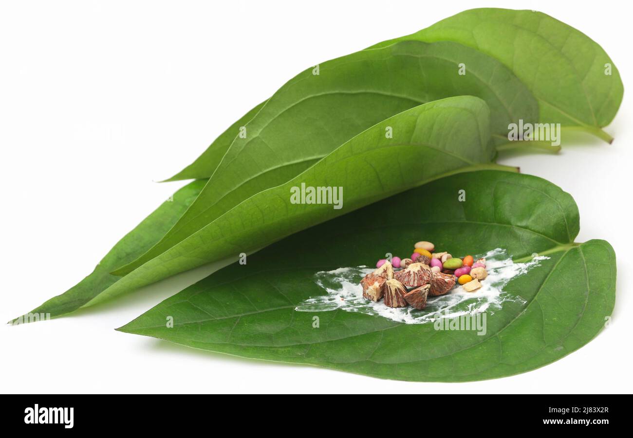 Betel leaf and its spices popular culture in South East Asia Stock Photo