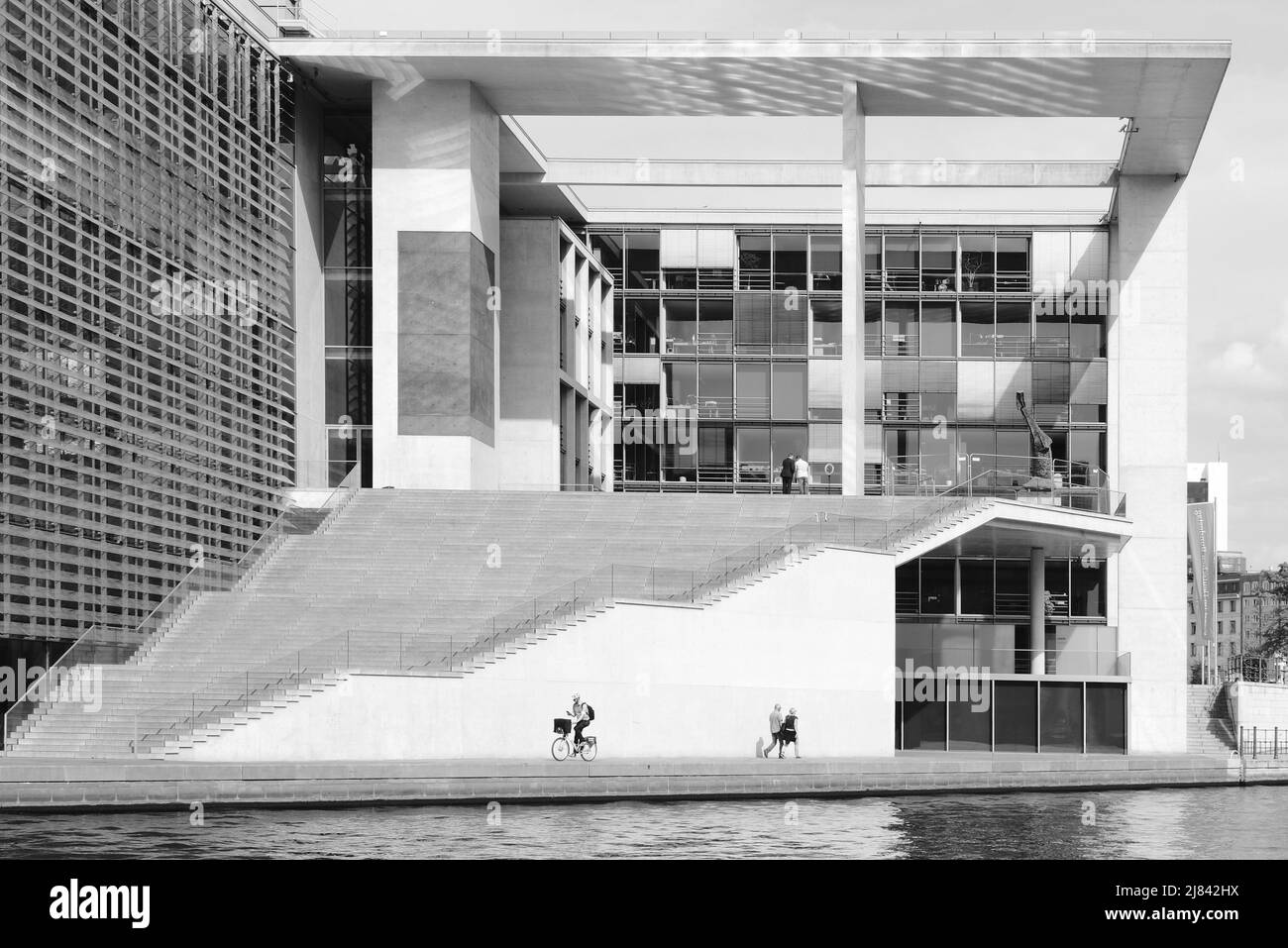 Berlin, Germany, May 10, 2022, view over the river Spree to the Marie-Elisabeth-Lüders-Haus in the government quarter. Stock Photo