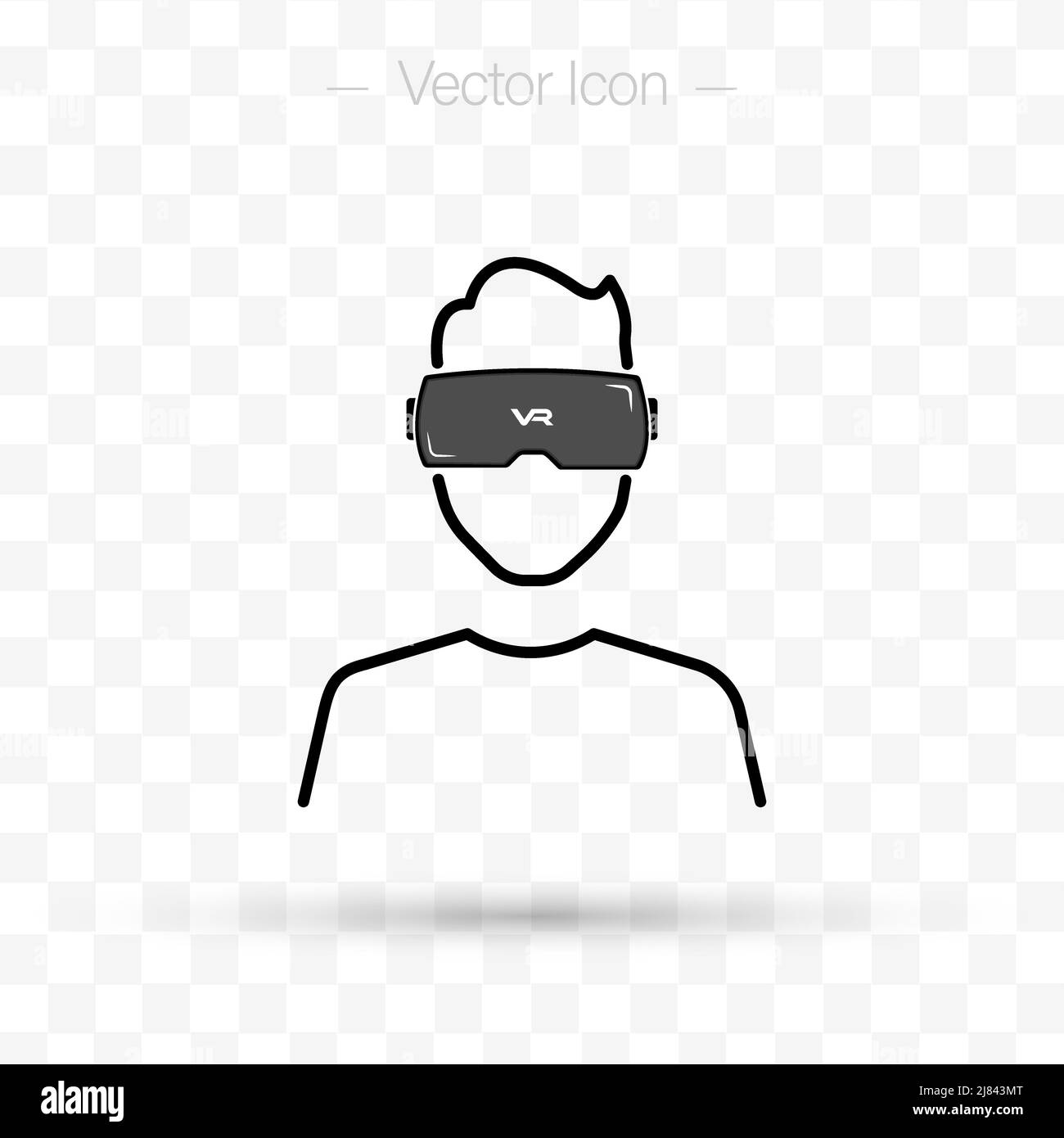 Virtual Reality Headset, Man. VR icon. Vector isolated on white background. Stock Vector