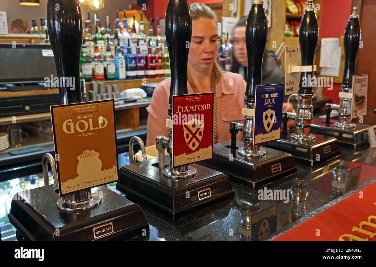 Dunham Massey Brewing Company Ales, Costellos Bar, Stockton Heath,Warrington,Cheshire,UK,WA4,WA4 6NJ Stock Photo