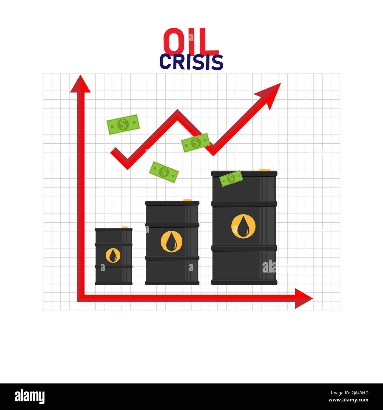 Oil infographic showing rising oil prices around the world. Vector