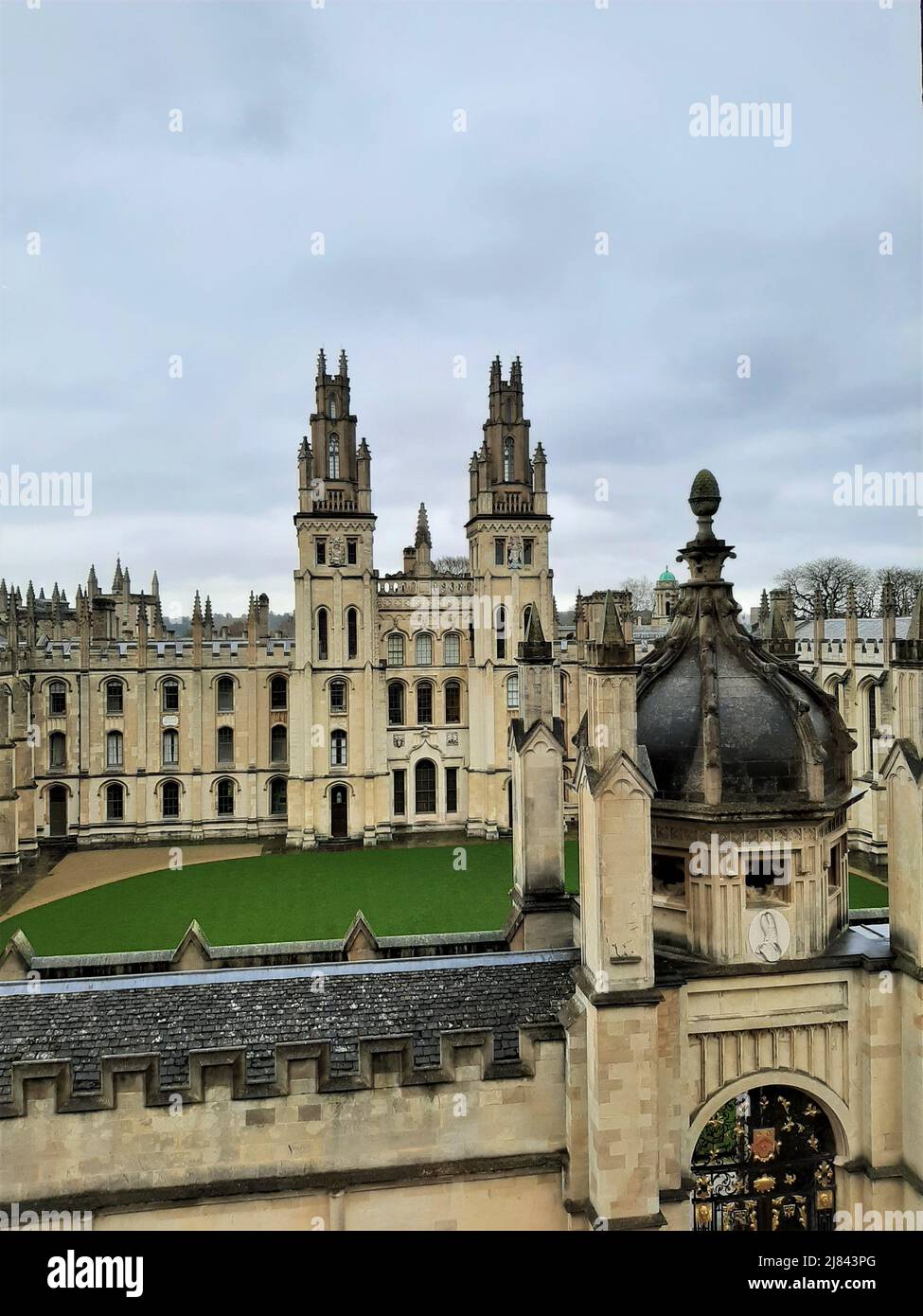 All Souls College, Oxford University. View looking down into the
