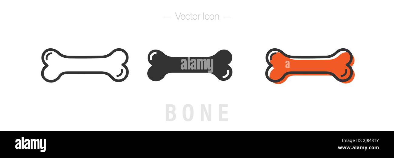 Bone icon. Editable Stroke. isolated on white background Stock Vector