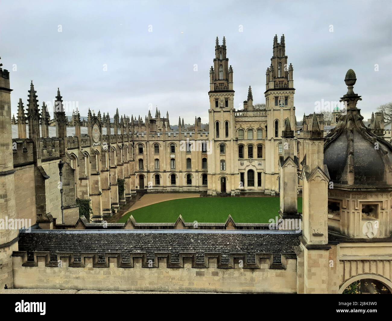 All Souls College, Oxford University. View looking down into the
