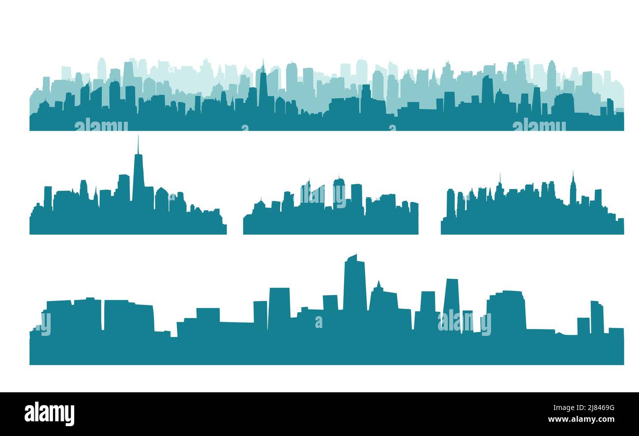 City skyline vector illustration. Urban landscape. Daytime cityscape in ...