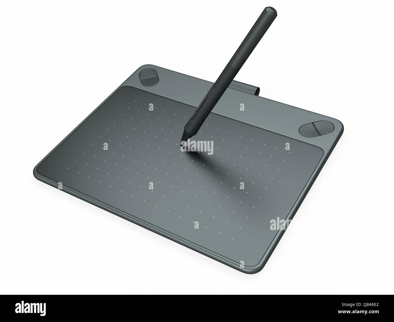 Top view of graphic tablet and pen for illustrators, designers and