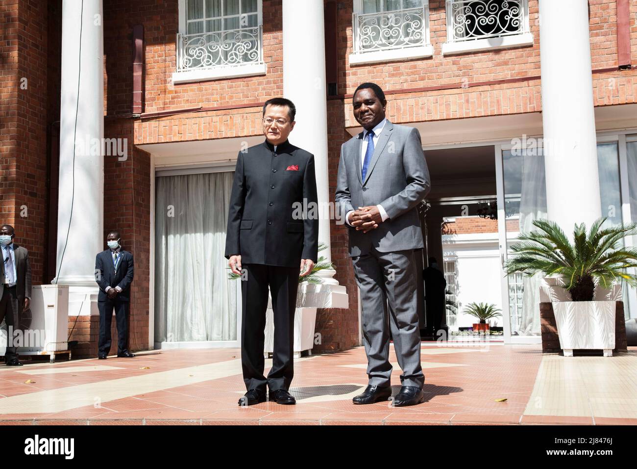 Lusaka Zambia 12th May 2022 Zambian President Hakainde Hichilema R lusaka-zambia-12th-may-2022-zambian-president-hakainde-hichilema-r